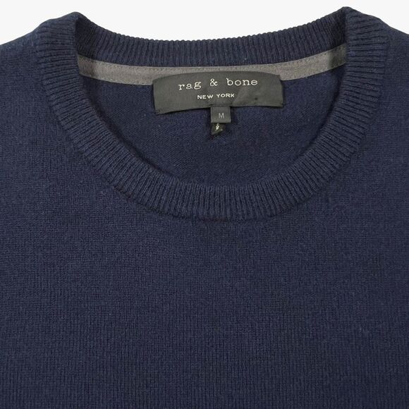 Rag & Bone Merino Wool Crewneck Sweater Arm Lt Color Block Size Medium Navy Blue - Picture 7 of 13